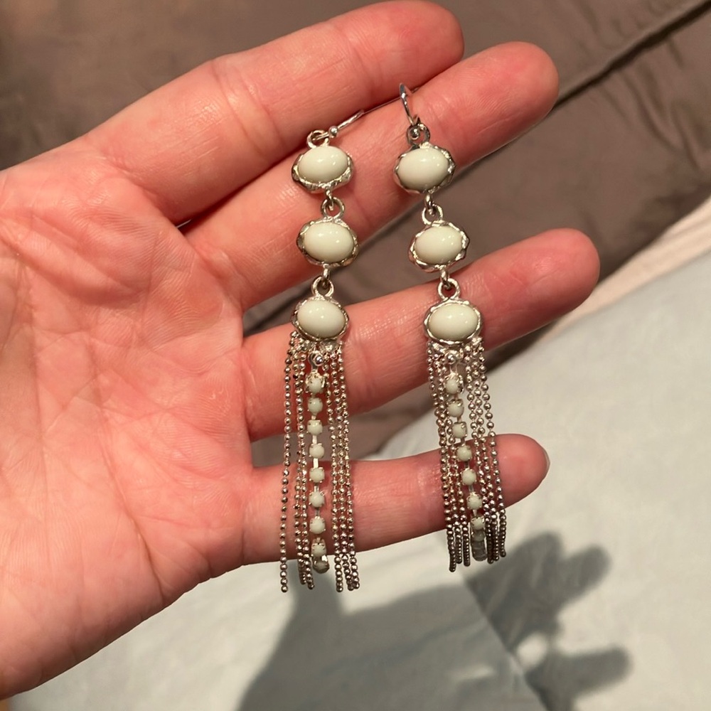 Elegant Silver and green Dangle Earrings